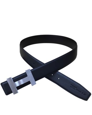 Hermes Men's H belt buckle & leather strap Black